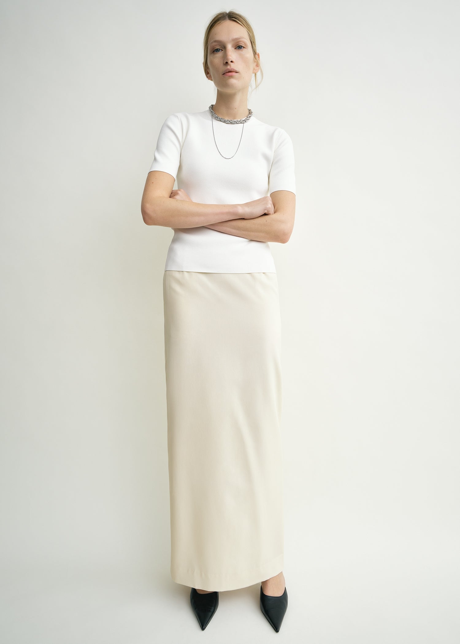 Light Wool Skirt Ecru