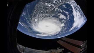 NASA astronaut Christina Koch shared this view of Hurricane Dorian from the International Space Station on Sept. 2, 2019. 