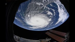 NASA astronaut Christina Koch shared this view of Hurricane Dorian from the International Space Station on Sept. 2, 2019.