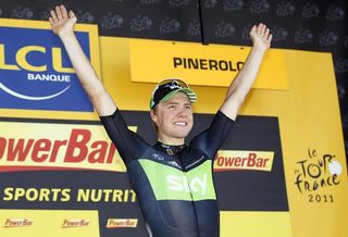Edvald Boasson Hagen (Sky) enjoys his second trip to the podium in this Tour de France.