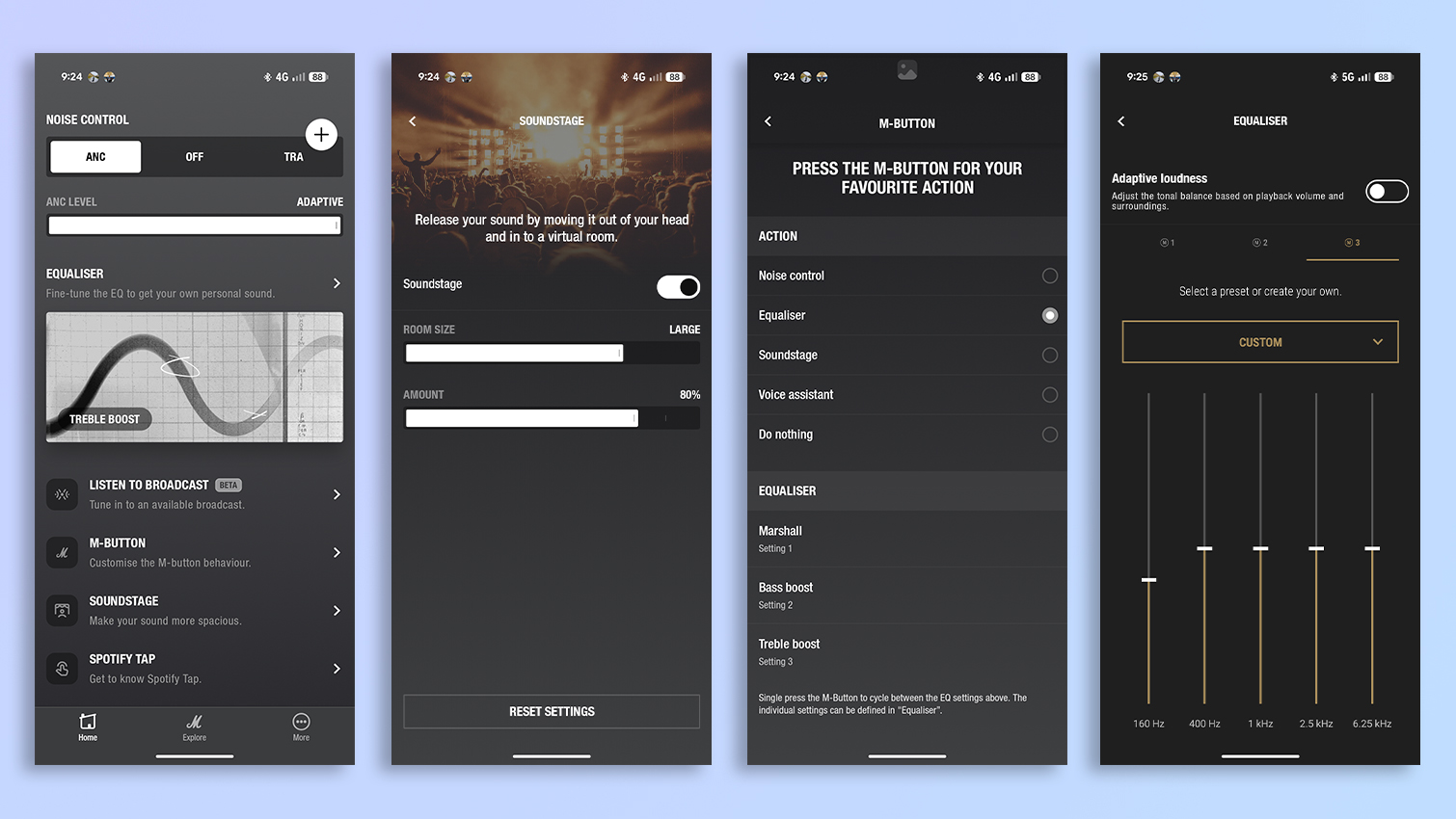 Marshall Milton ANC app screenshots