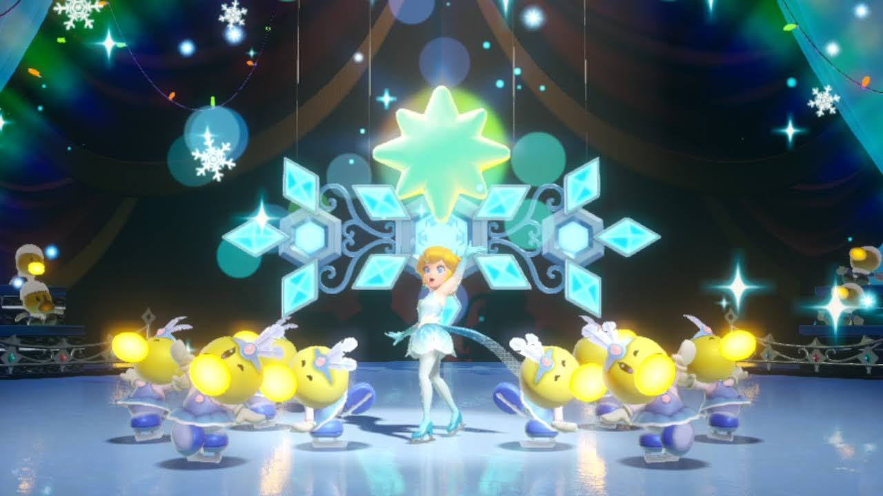 Princess Peach: Showtime! screenshot showing Figure Skater Peach on ice