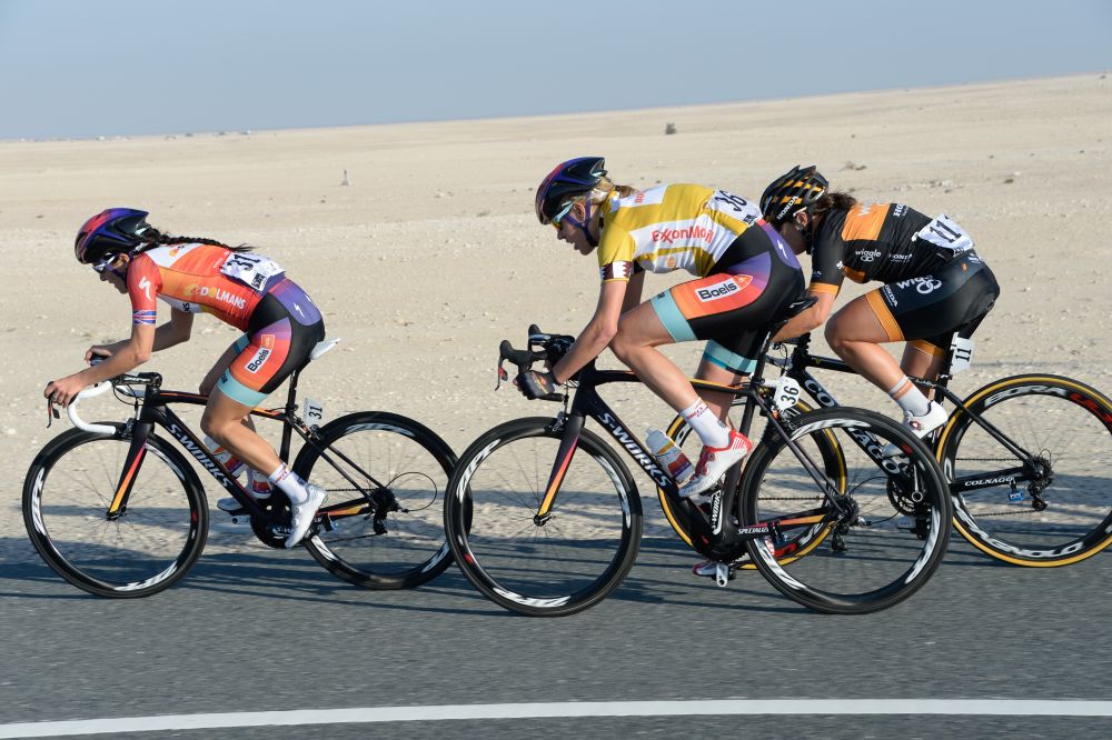 Armitstead, Van Dijk and Chloe Hoskings battle in the wind