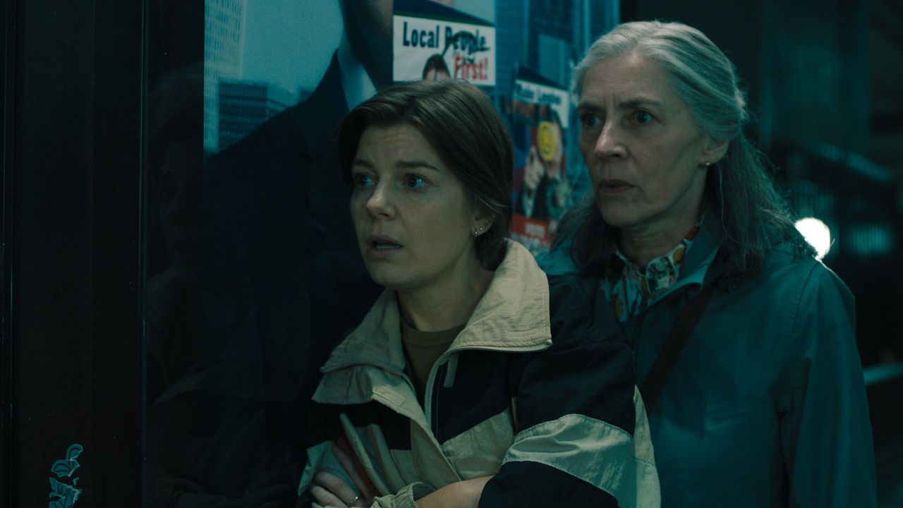 Aimee-Ffion Edwards and Saskia Reeves in Slow Horses