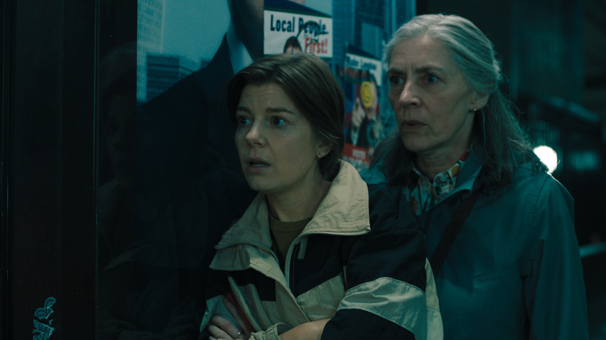 Aimee-Ffion Edwards and Saskia Reeves in Slow Horses