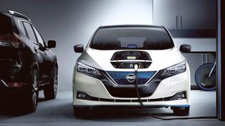 2022 Nissan Leaf charging in garage