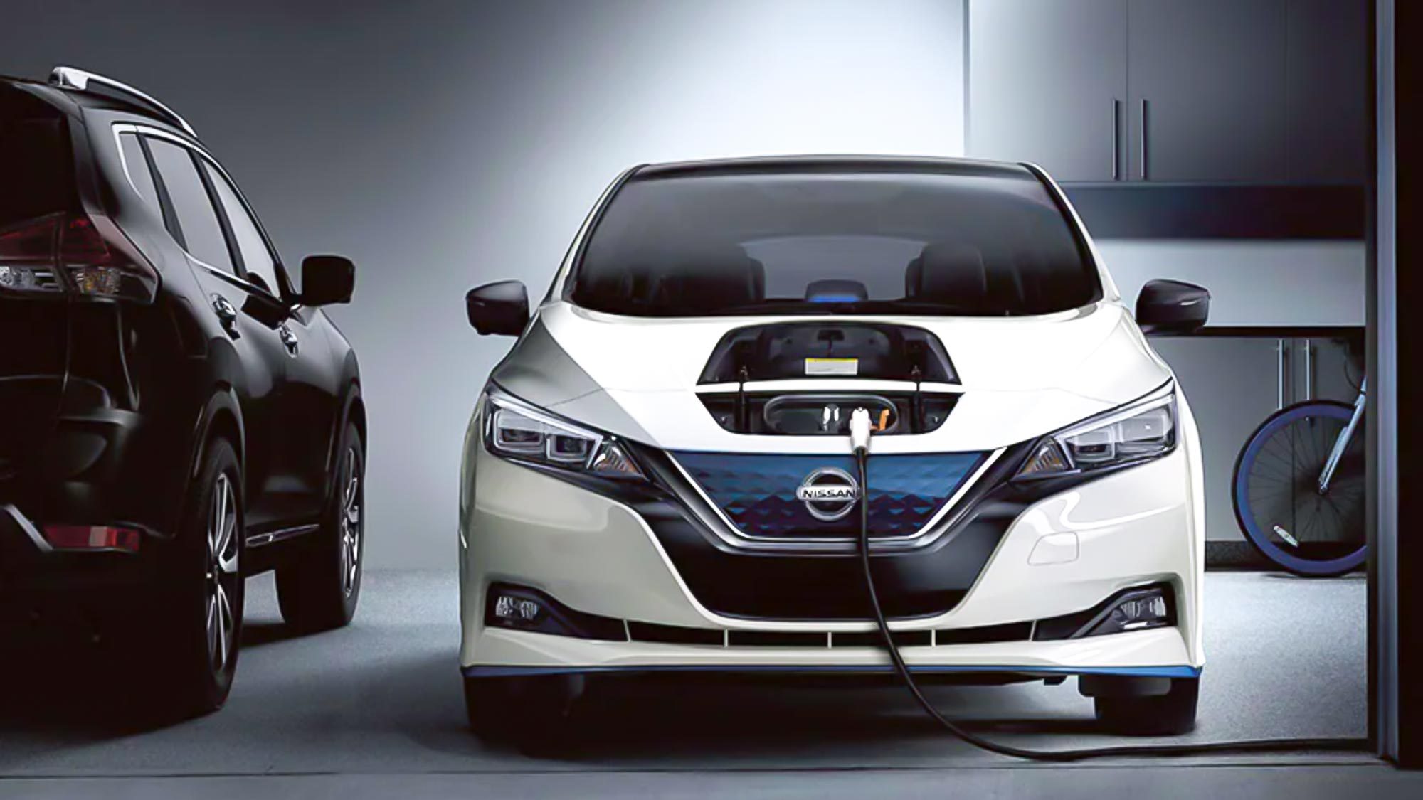 2022 Nissan Leaf charging in garage