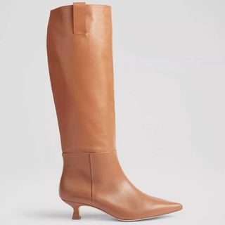 LK Bennett Eden Tan Leather Western Style Knee-High Boots
