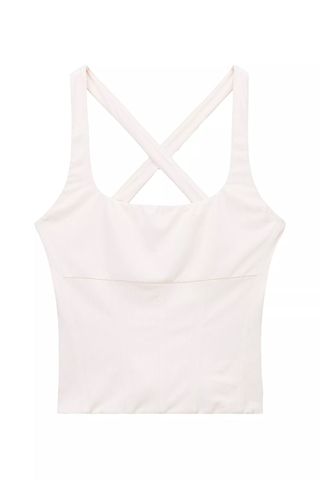 Staud white Court Carry Cross-Back Sport Tank on white background