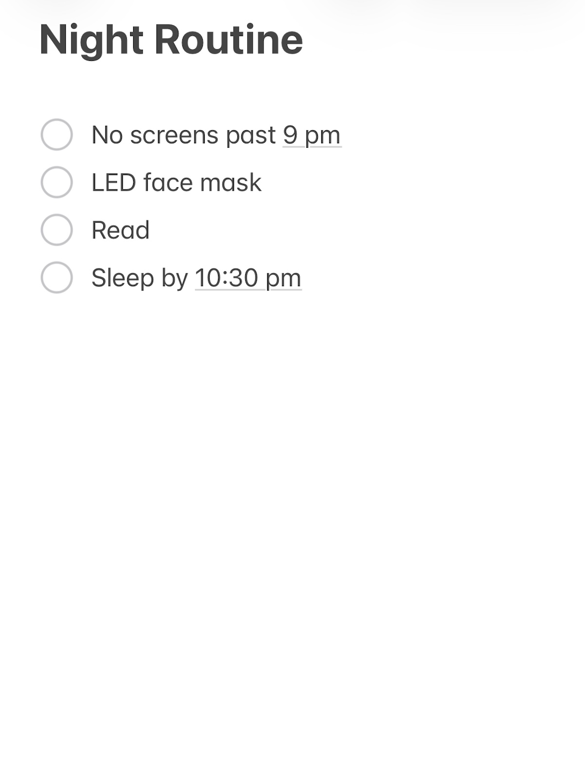 nighttime wellness list