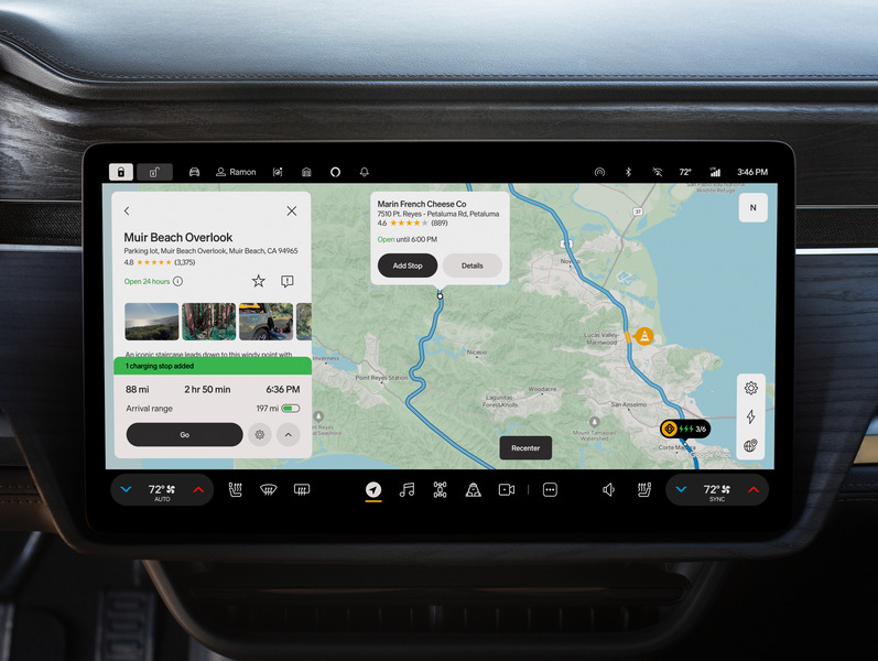 Google Maps on Rivian Navigation system