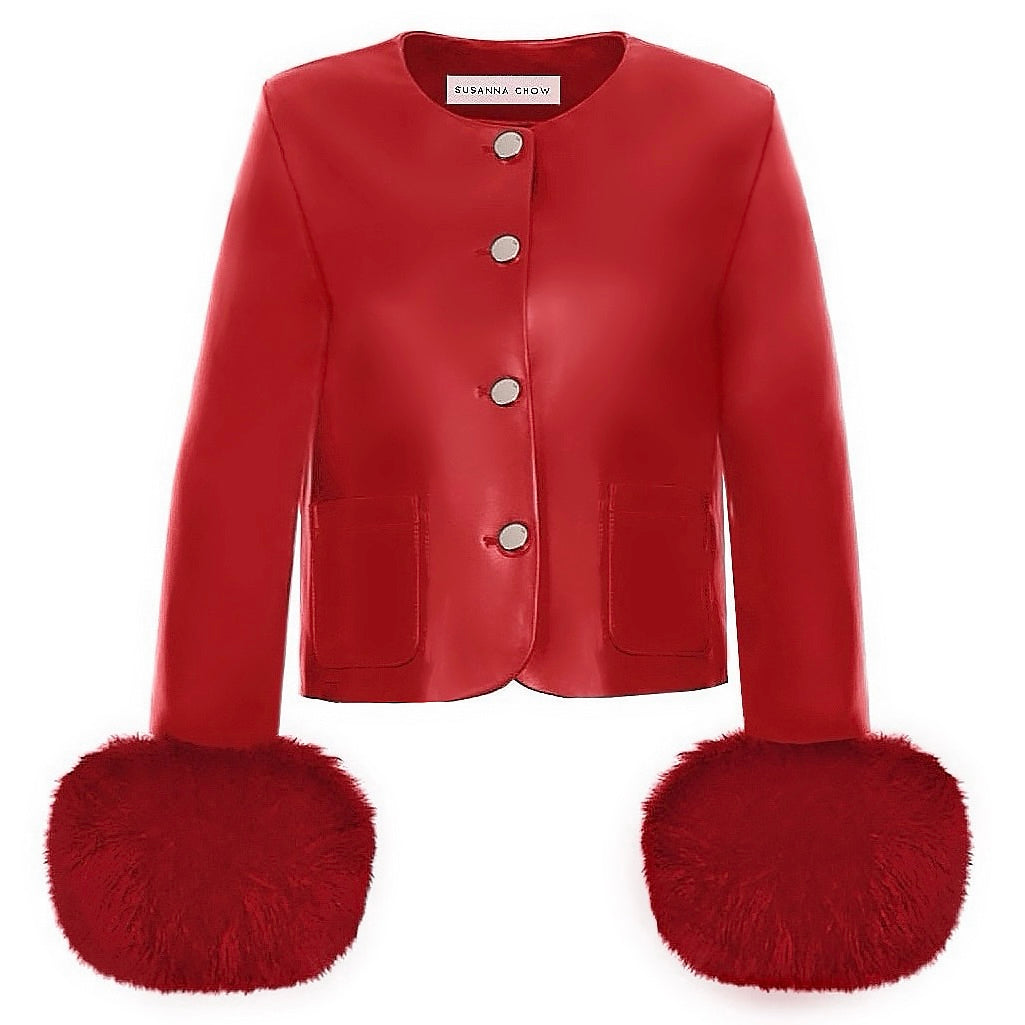 Dawson Leather Shearling Trim Jacket