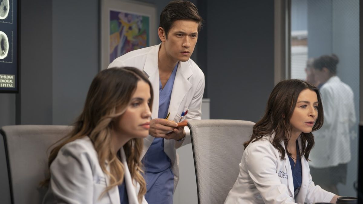 Natalie Morales, Harry Shum Jr. and Caterina Scorsone on Grey&#039;s Anatomy.