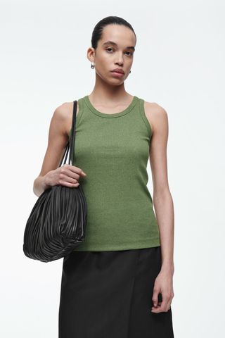 green tank top