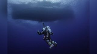 Phil Short was only able to pilot the Exosuit near the end of the "Return to Antikythera" mission, which lasted from Sept. 15 to Oct. 7, 2014.