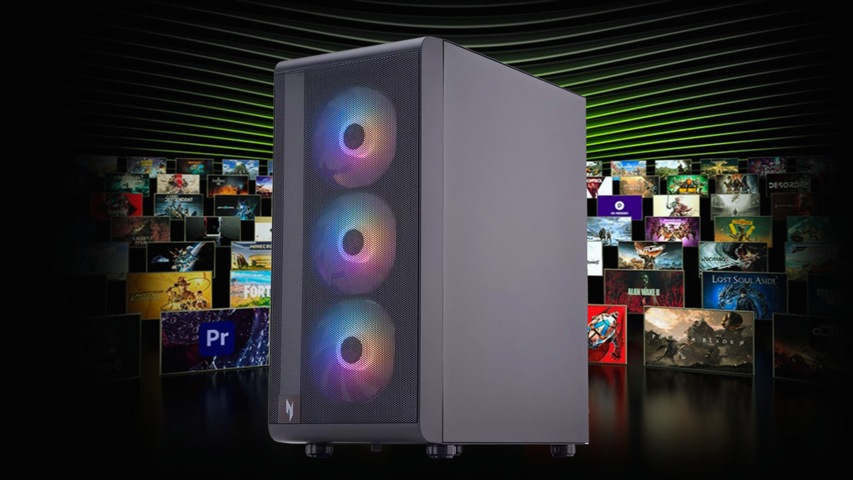 Render of gaming PC with Nvidia DLSS supported games