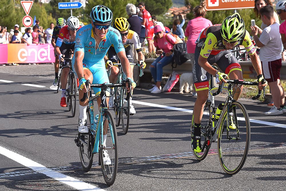 Riders near the future during the Giro's fourth stage.