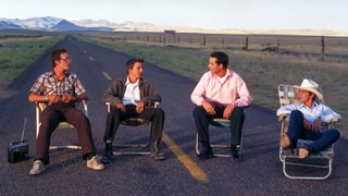 BRECKIN MEYER as Keller Coleman, PETER FACINELLI as Terrell Lee Lusk, EDDIE MILLS as John Hemphill and ETHAN EMBRY as Squirrel in Dancer, Texas Pop. 81