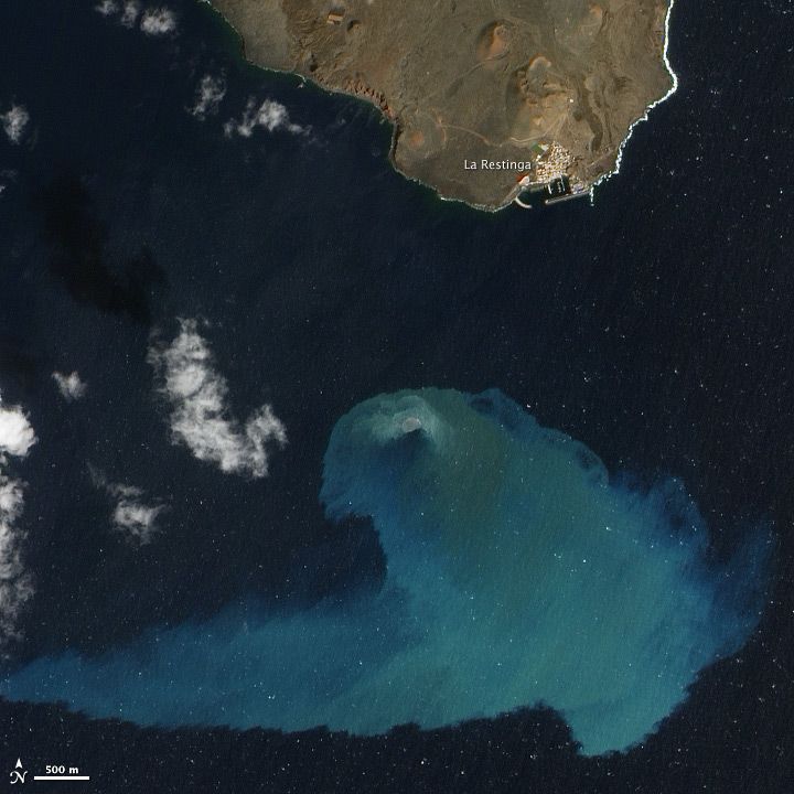 Satellite image of the sumbarine eruption off El Hierro Island