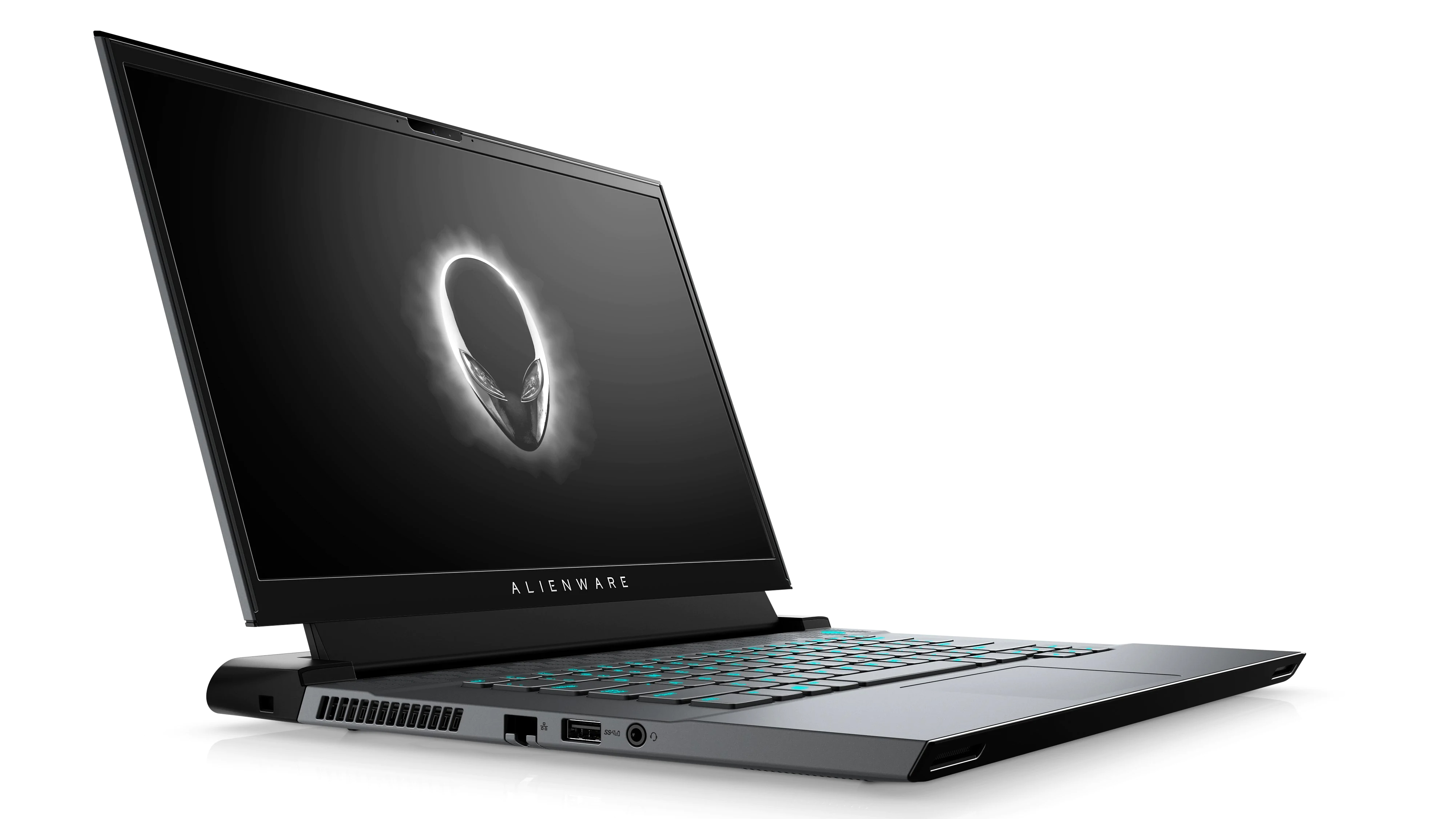 The Alienware M15 R3 (2020) in Dark Side of the Moon on a white background