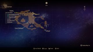 Tales of Arise owl locations - A map of Kyrd Garrison showing an owl marker in a southeastern path.