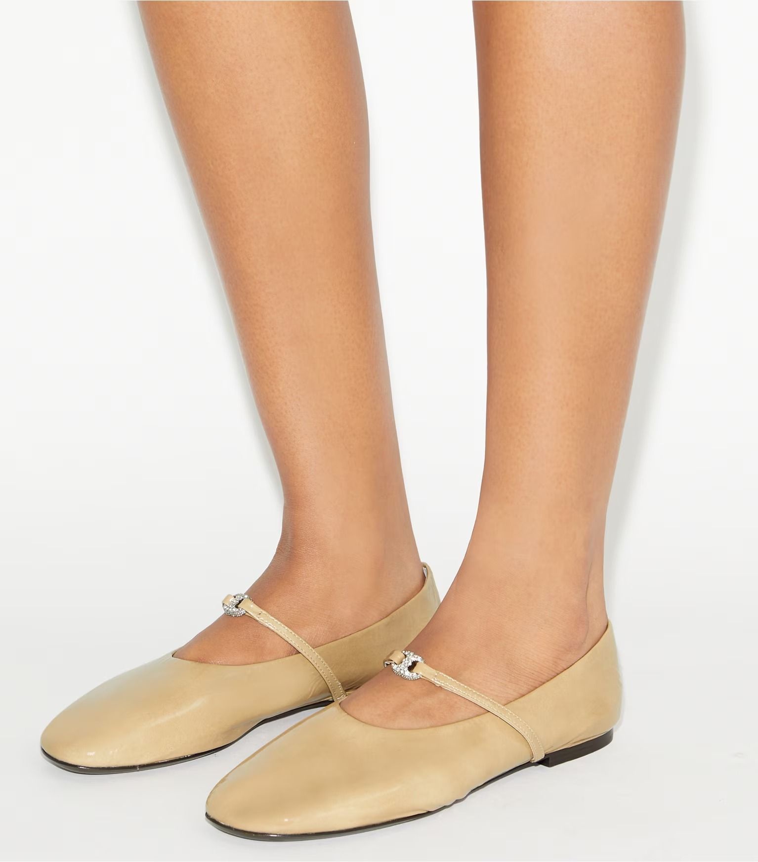 Chateau gray Mary Janes with an elasticated strap and pavé-embellished Gemini Link