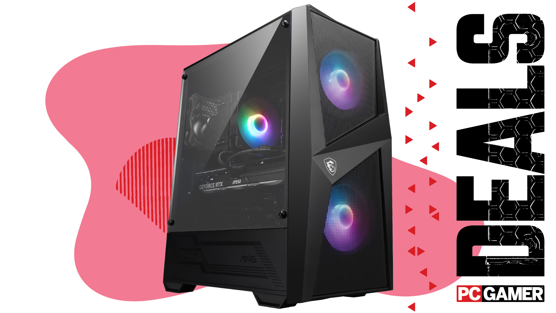 An MSI Codex Z2 gaming PC on a custom PC Gamer Deals background.