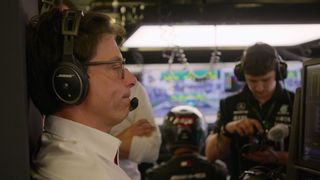 Toto Wolff leaning back against a wall in Formula 1: Drive to Survive season 5