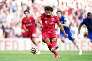 Mohamed Salah takes a penalty