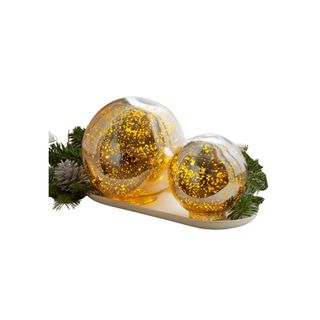 Light-Up Mercury Glass Globe set of two on winter garland