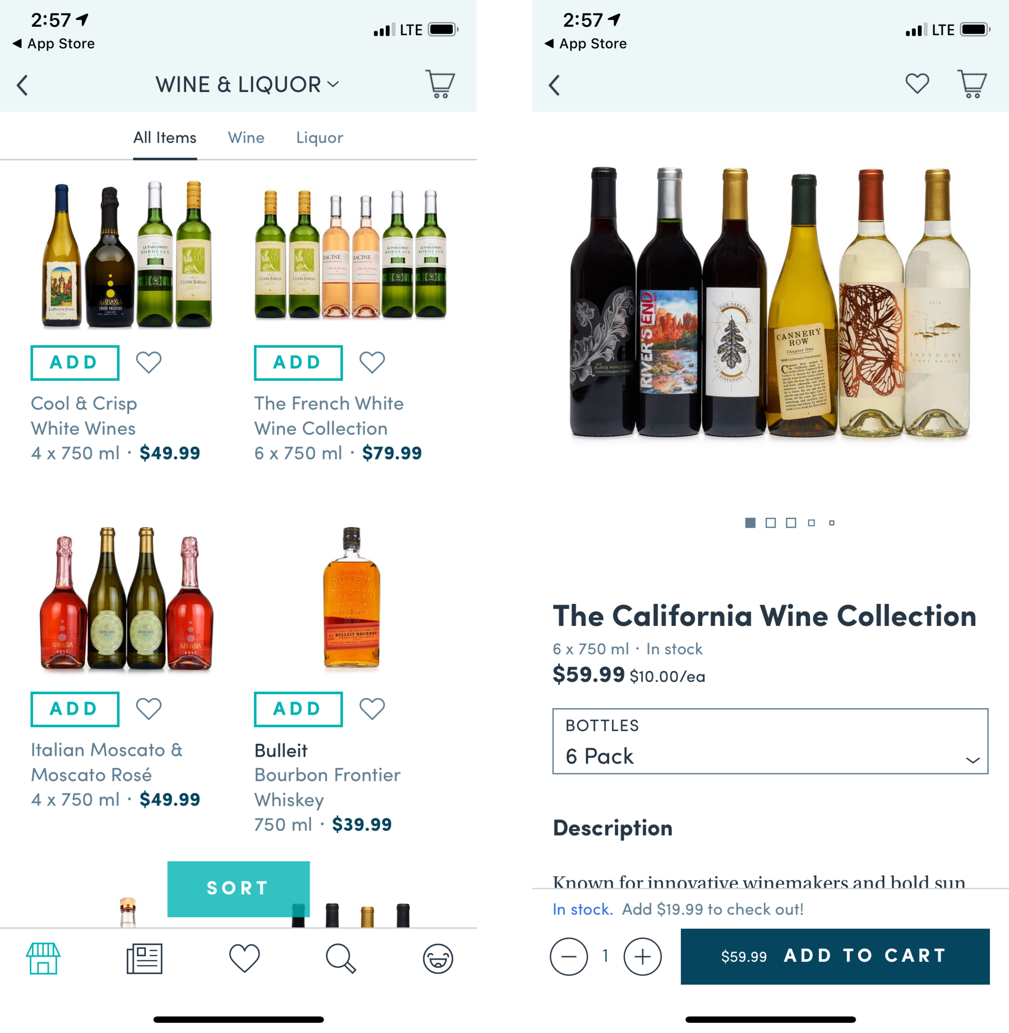 Boxed alcohol options