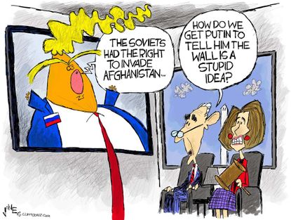 Political cartoon U.S. Trump Nancy Pelosi Chuck Schumer&nbsp;Putin wall government shutdown