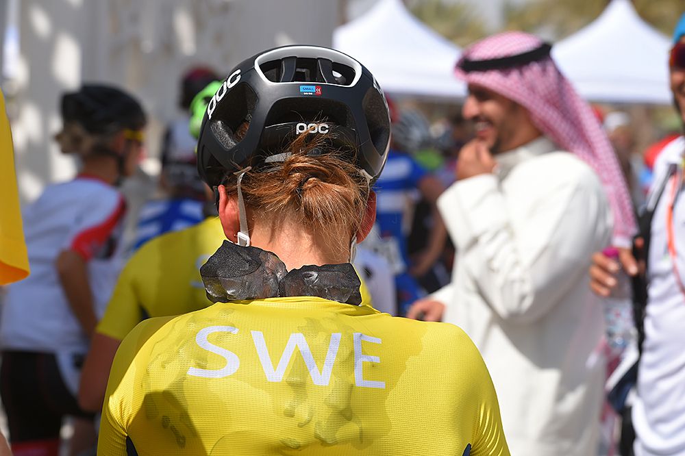 Ice packs down the back of the riders' jerseys at the World Championships