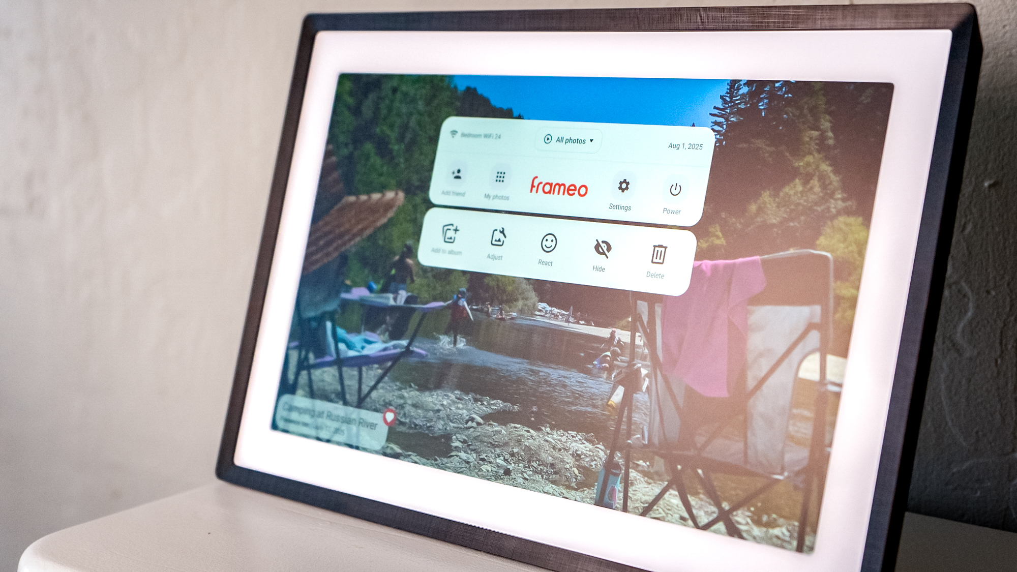 Lexar Pexar 11-inch photo frame on a shelf