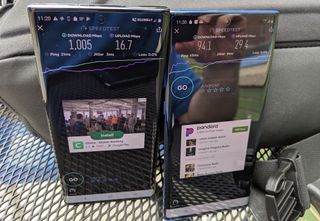 The Galaxy Note 10 Plus 5G (left) and Note 10 Plus