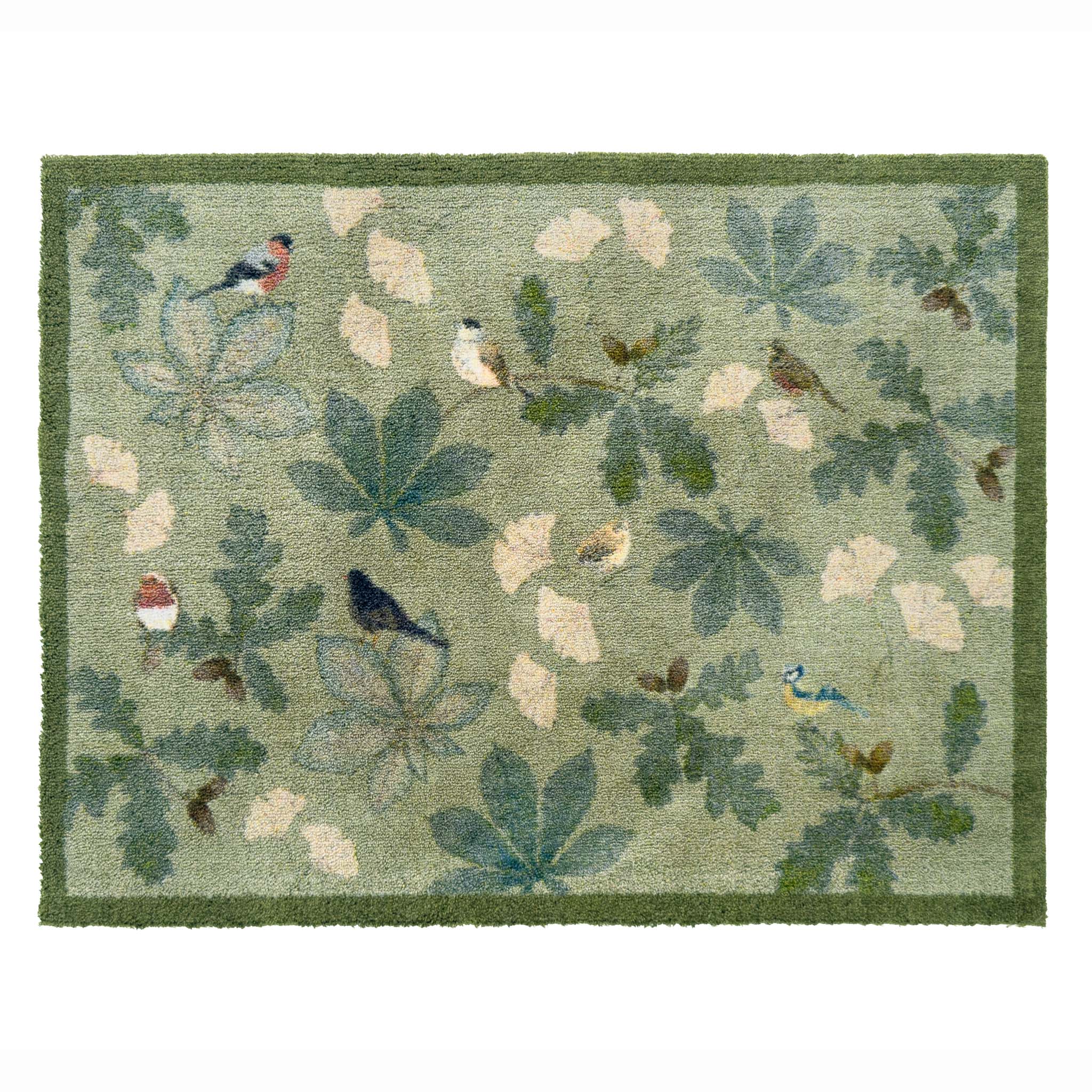 Aura Orchard Birds Green Washable Doormat