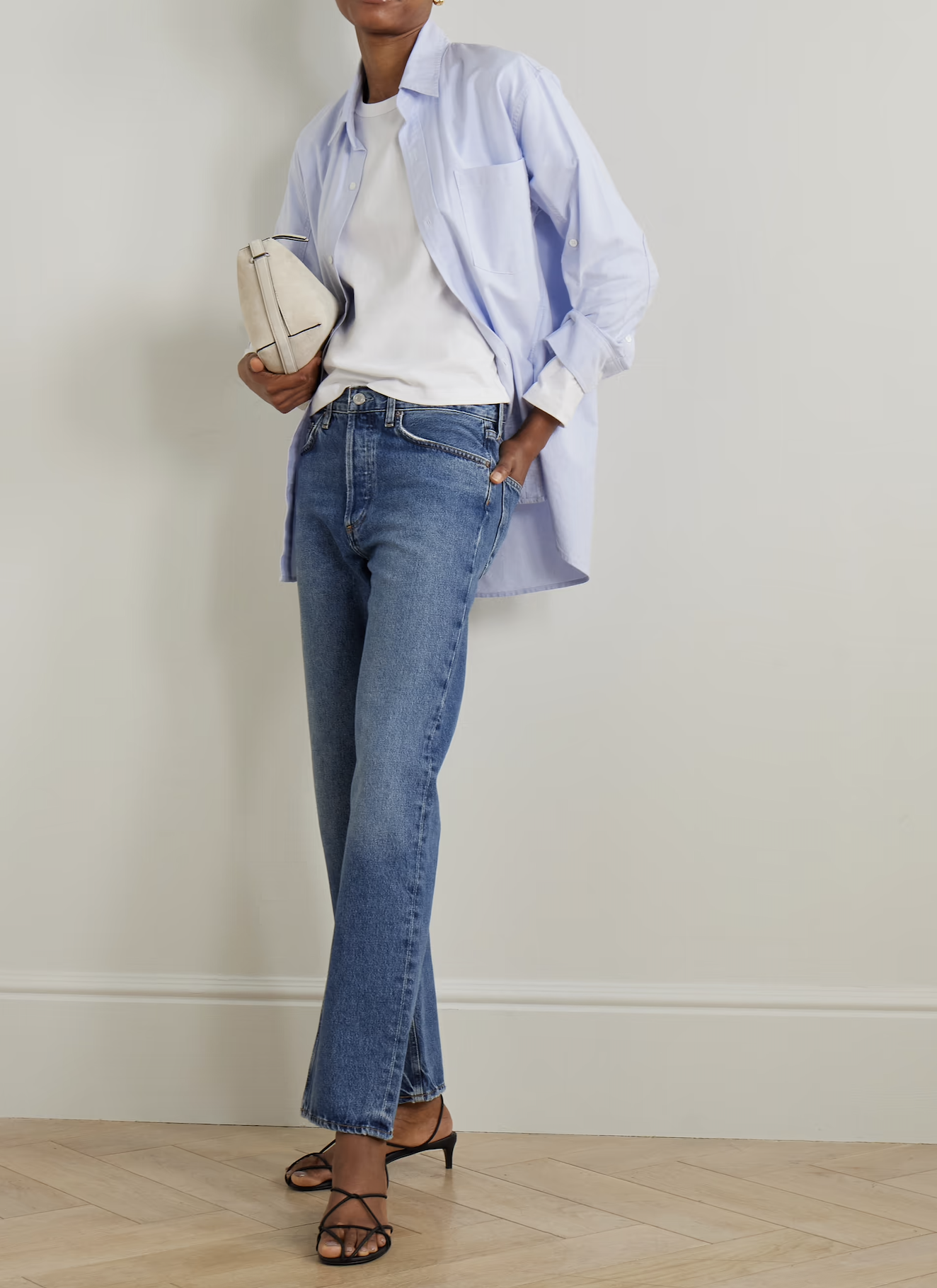 Lana Distressed Mid-Rise Straight-Leg Jeans