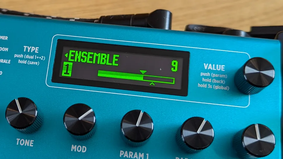 Close up of the screen on the Strymon BigSky MX