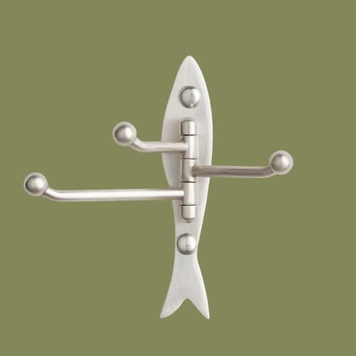 Fish Swing Arm Hook in Brushed Nickel