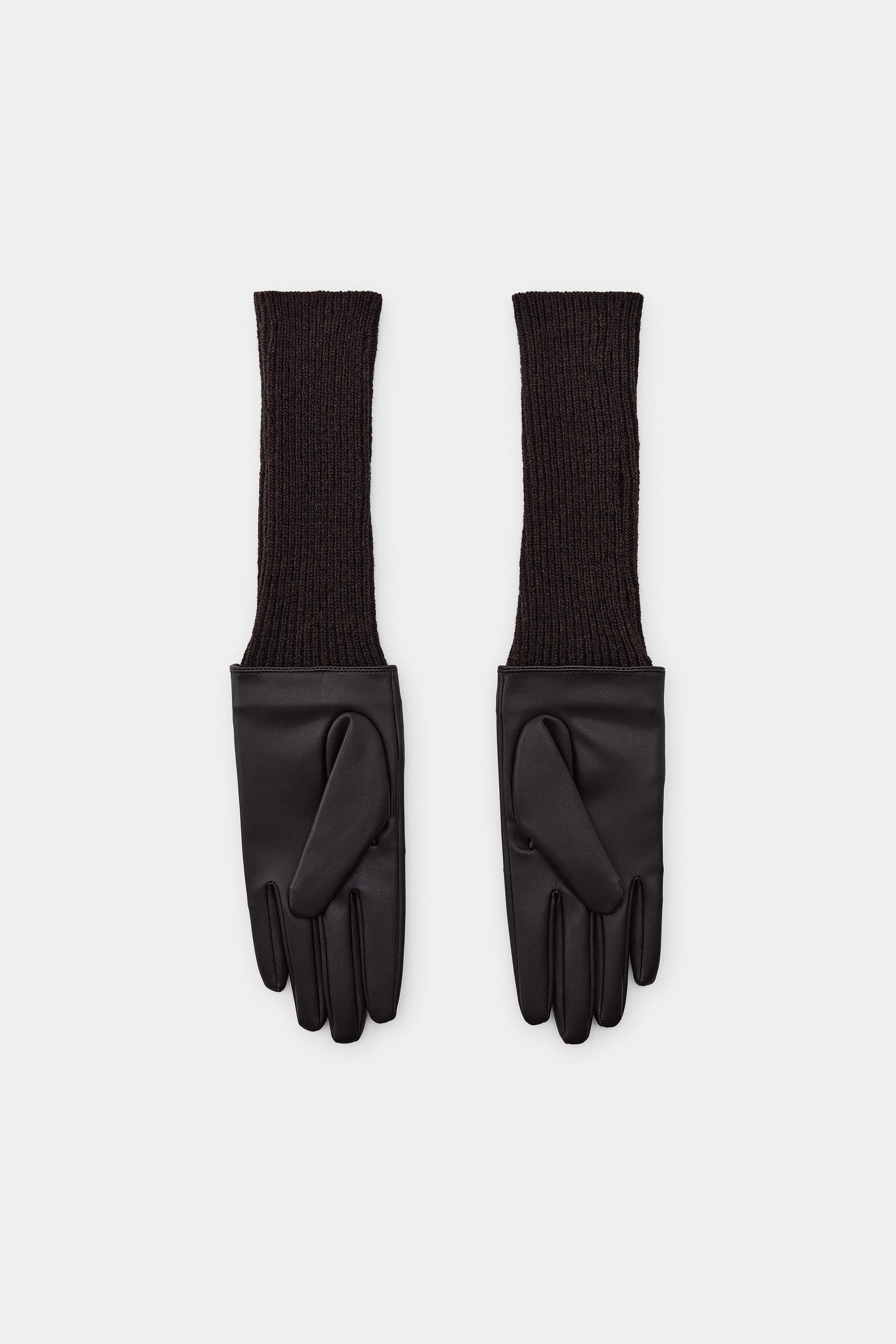 Combination Faux Leather Gloves