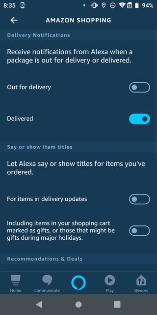 Alexa app delivery notifications 5