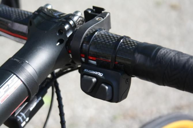 Sanchez had the Shimano Dura-Ace 9070 remote climbing switch fitted on the right hand side of the stem &ndash; useful when riding on the tops