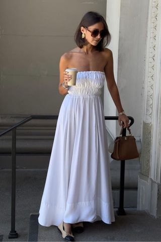 Lisonseb in white strapless dress