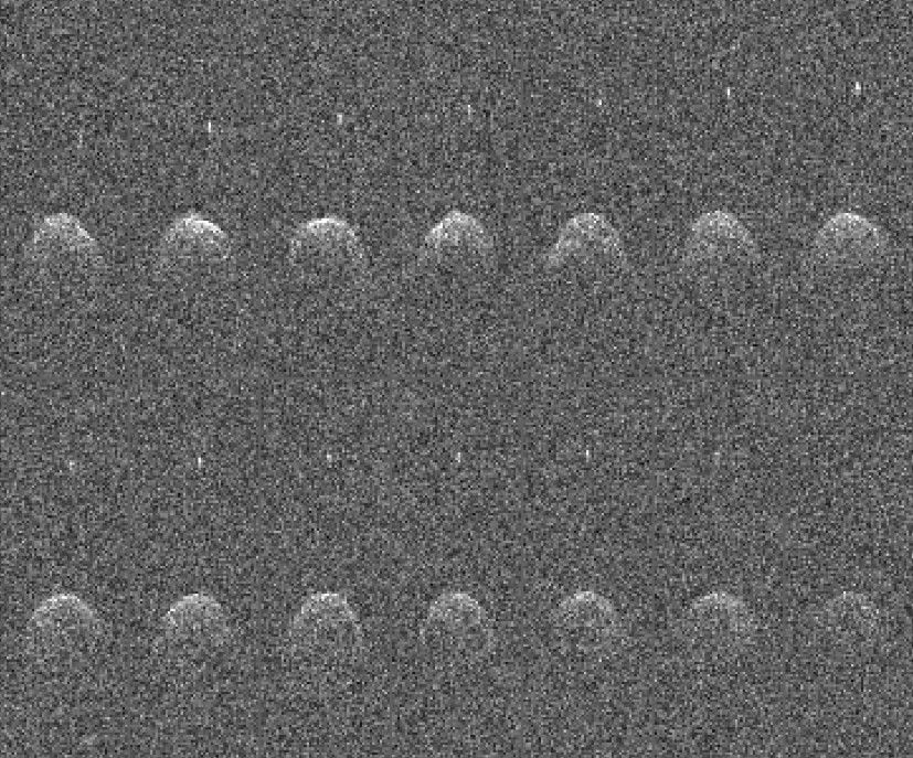 These 14 radar images show the near-Earth asteroid Didymos (65803) and its moonlet as seen by the Arecibo Observatory radio telescope in Puerto Rico in November 2003.