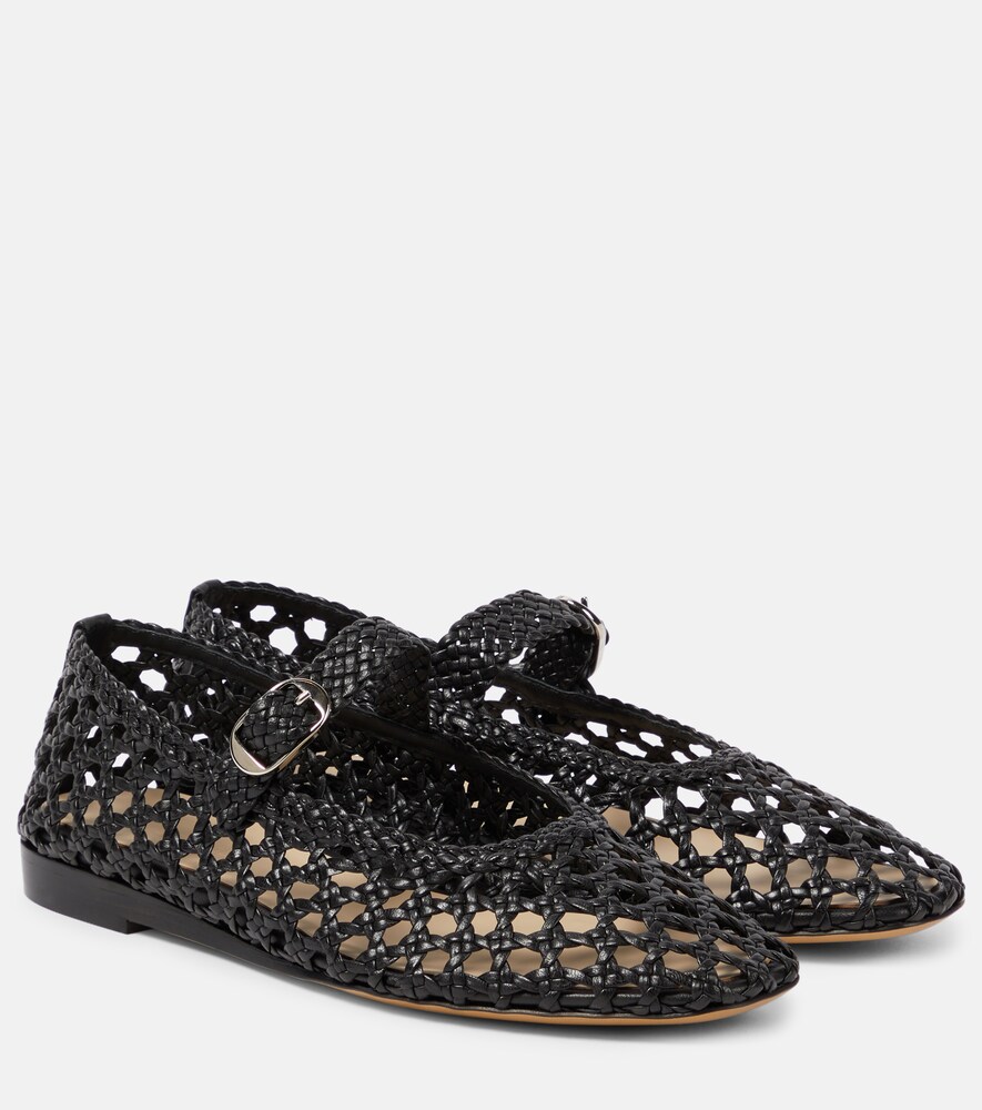 Woven Leather Mary Jane Flats