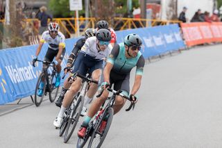 Michael Hernandez (Best Buddies Racing) in the lead at a criterium in 2022