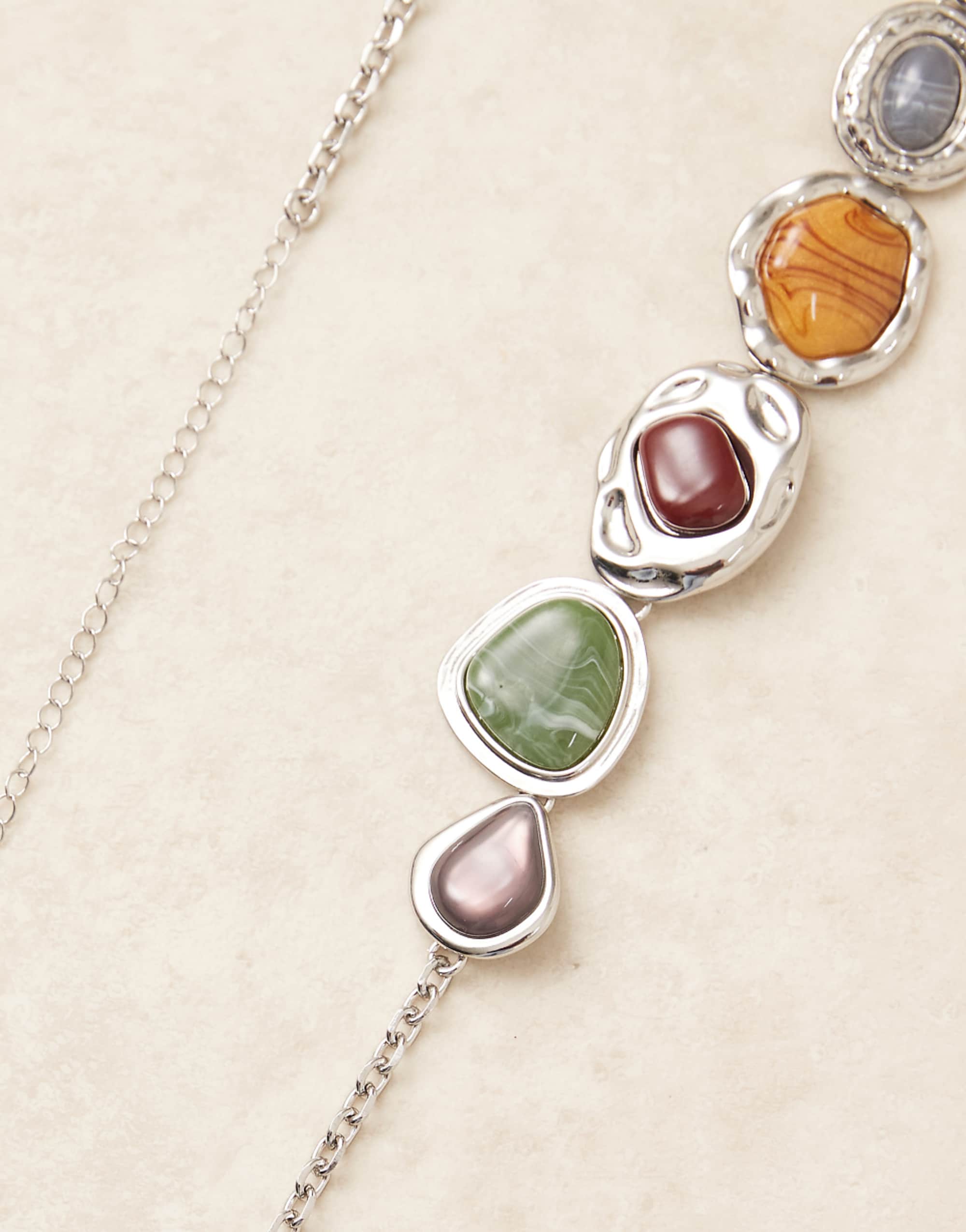 Asos Design Mixed Resin Chain Belt in Silver