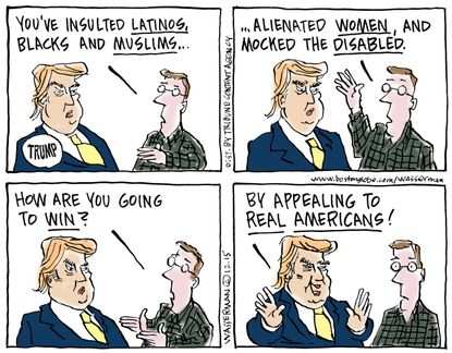 Political cartoon U.S. Donald Trump Black Muslim Women Vote