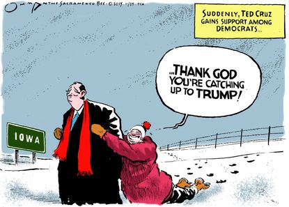 Political cartoon U.S. Ted Cruz Trump 2016