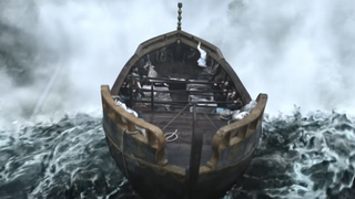 a ship goes over a cliff on vikings: valhalla